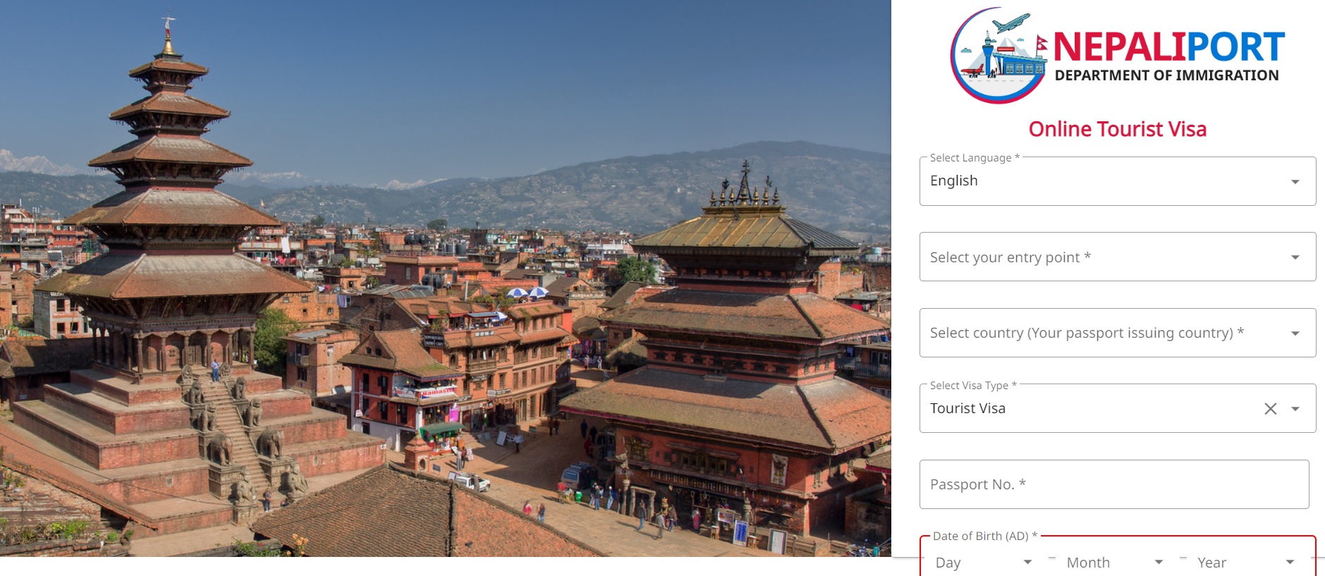 nepal demande visa en ligne