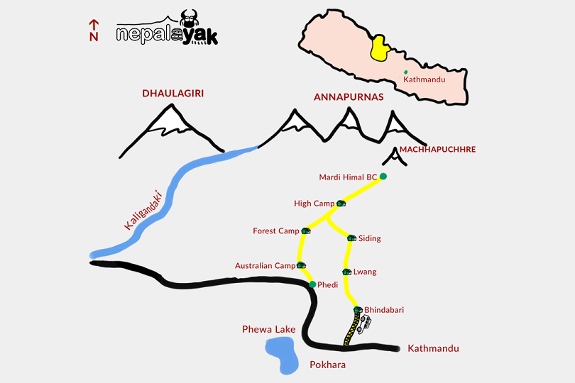 Itinéraire du Trekking du Balcon Fish Tail au Népal
