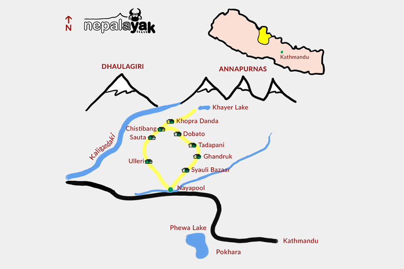 Itinéraire du Trekking de Khopra Danda au Népal