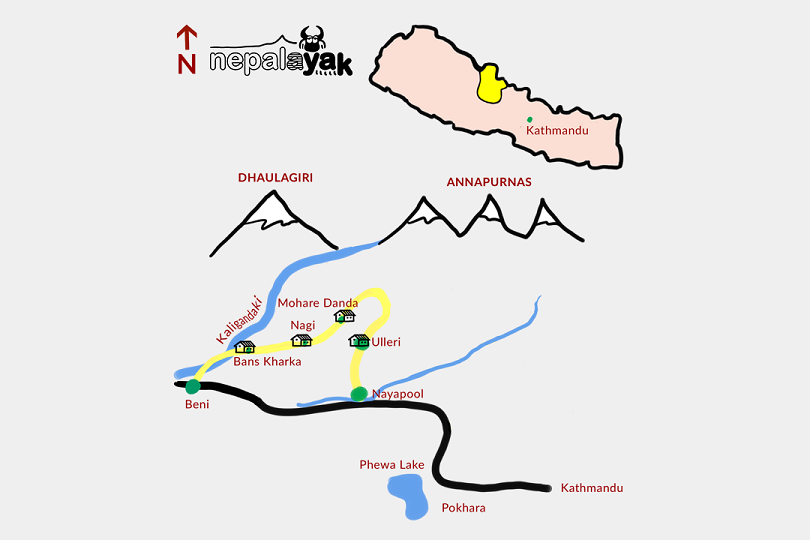 Itinéraire du Trekking de la Colline de Mohare Danda au Népal
